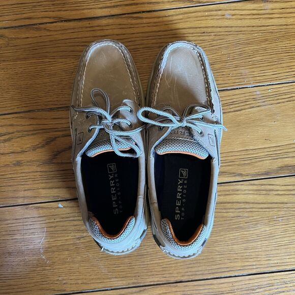 Mens Sperry Top Slider Original Tan Brown Leather Boat Shoe 077924 Size 8.5M - Picture 6 of 12